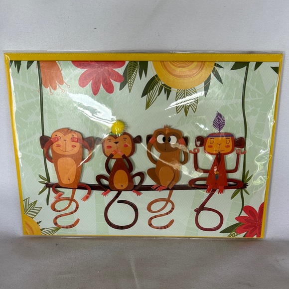 NWT Burgoyne Monkeys’Birthday 3D Card  Size-5"X7" - Picture 2 of 7